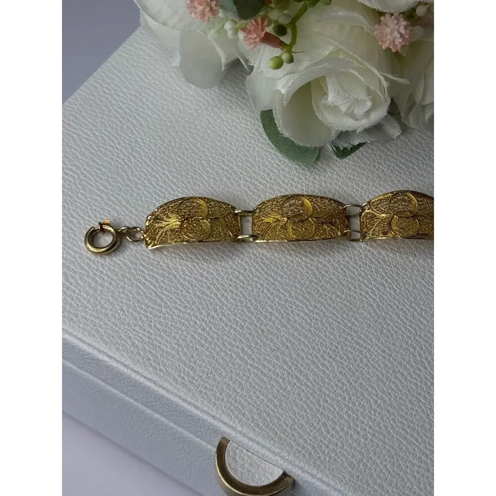 Portugal Topazio 925 Sterling Silver Gold Plated Bracelet Length 7 Inch